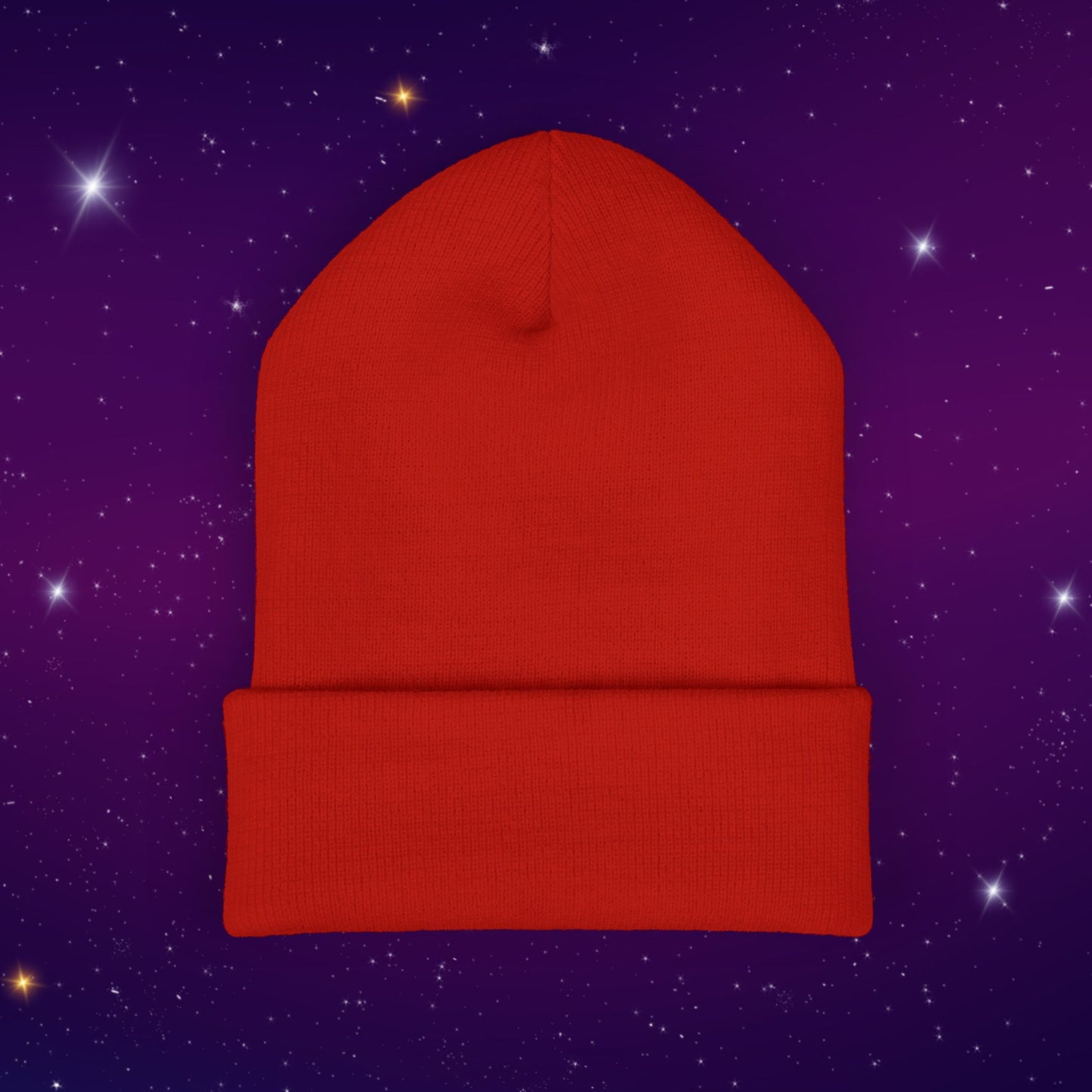 After Dark Logo Knit Cuffed Beanie - Embroidered Crescent Moon & Stars