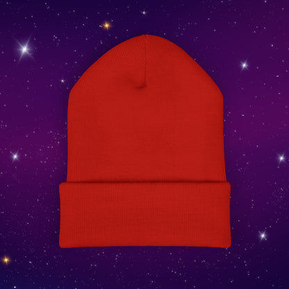 After Dark Logo Knit Cuffed Beanie - Embroidered Crescent Moon & Stars