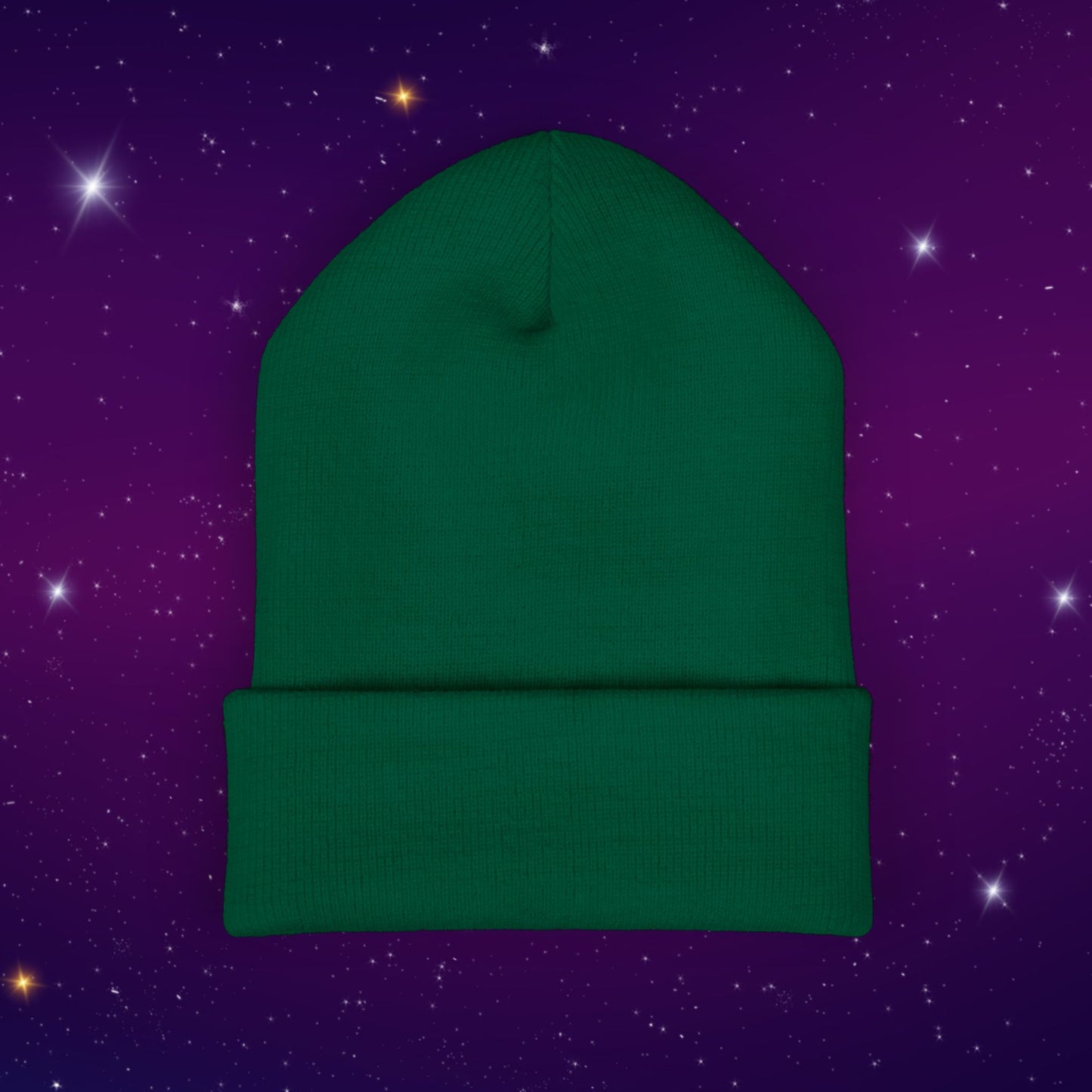 After Dark Logo Knit Cuffed Beanie - Embroidered Crescent Moon & Stars