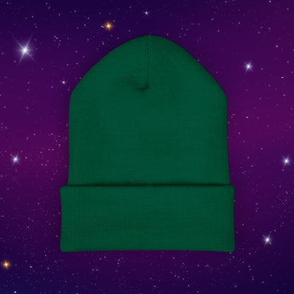 After Dark Logo Knit Cuffed Beanie - Embroidered Crescent Moon & Stars