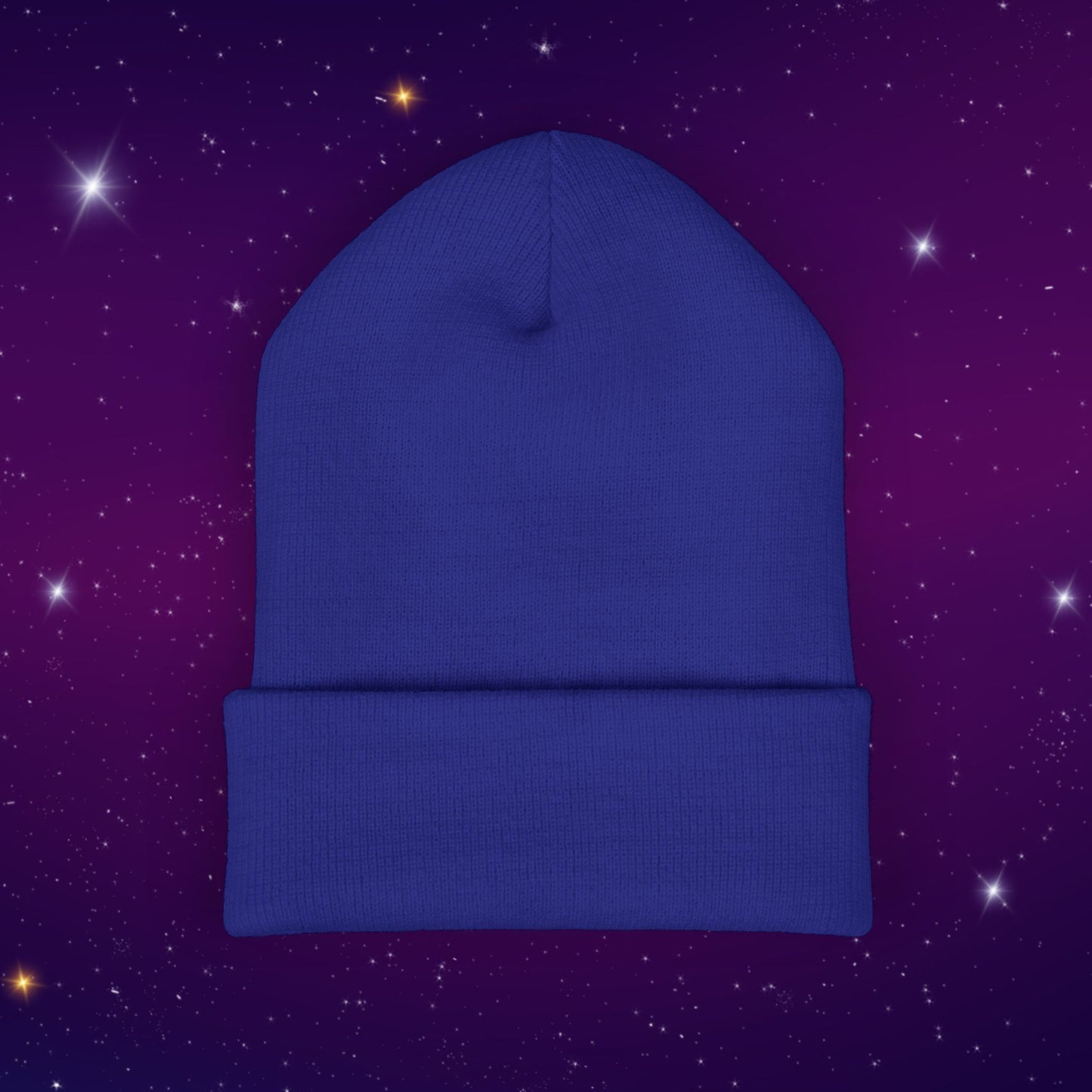 After Dark Logo Knit Cuffed Beanie - Embroidered Crescent Moon & Stars