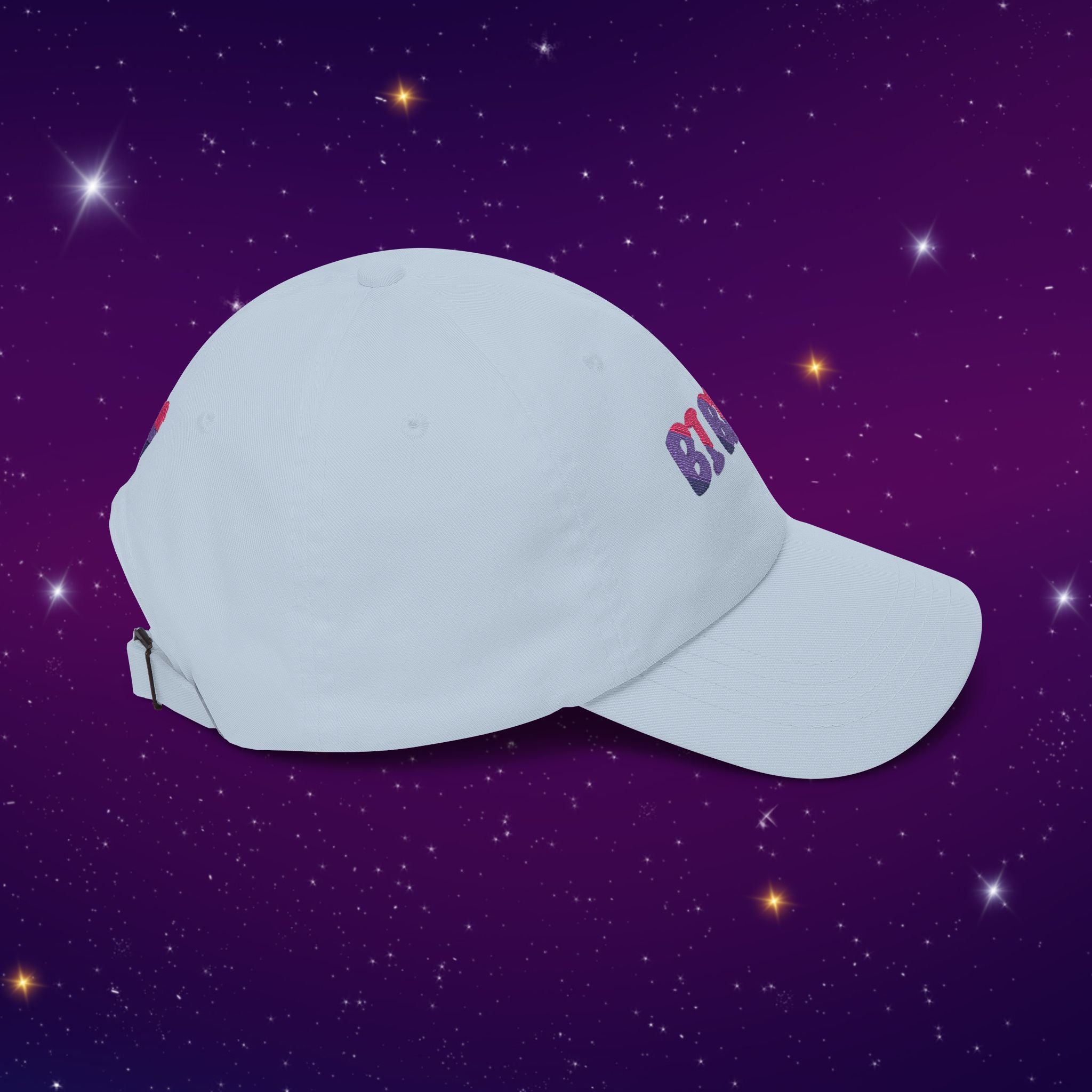 Bi Bi Bi - Punny Bisexual Pride Baseball Hat with Heart Embroidery