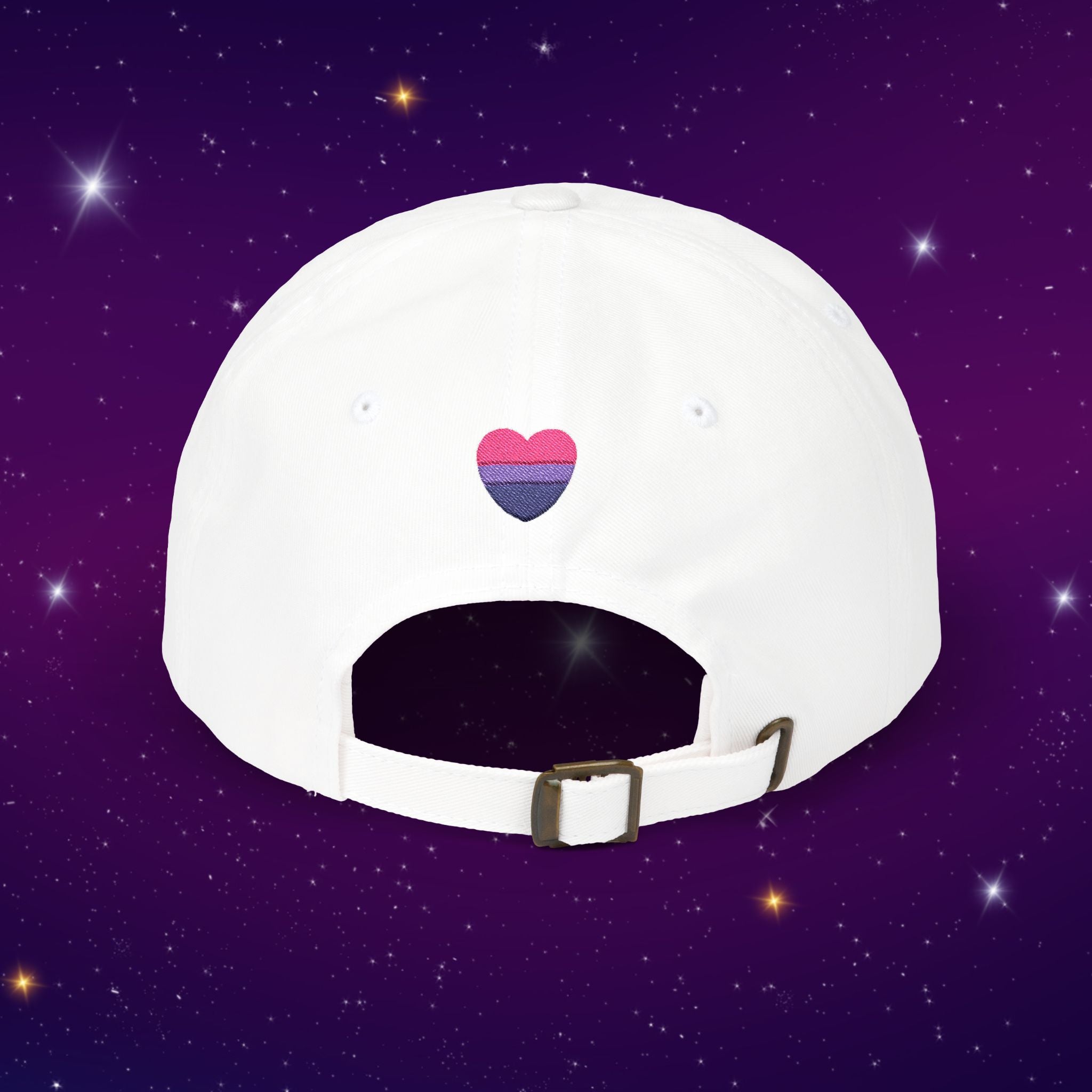 Bi Bi Bi - Punny Bisexual Pride Baseball Hat with Heart Embroidery