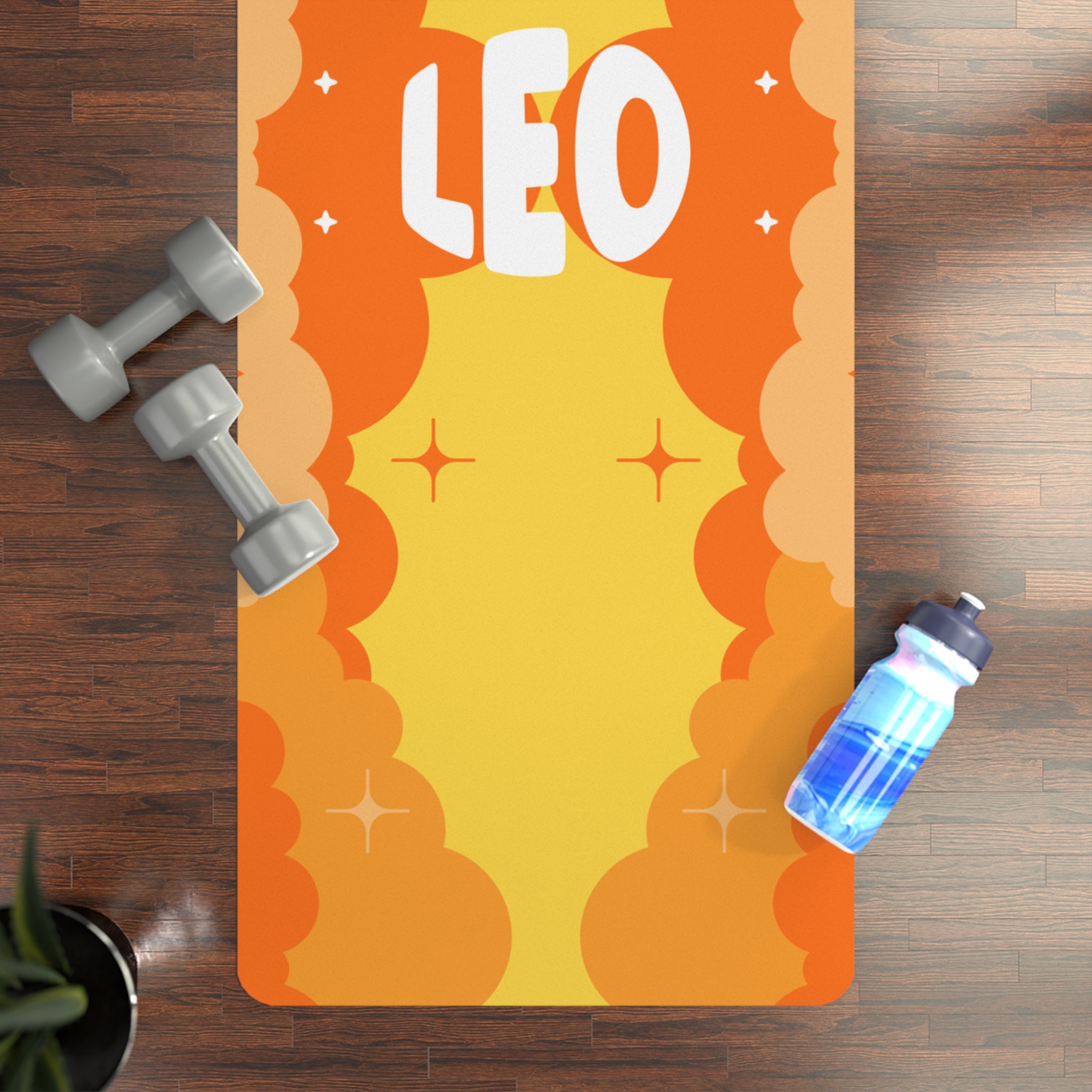 GOLD & ORANGE - Leo Zodiac Rubber Non-Slip Yoga Mat