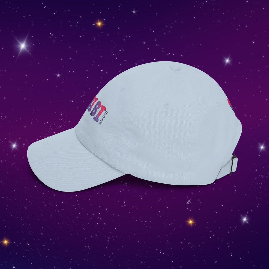 Bi Bi Bi - Punny Bisexual Pride Baseball Hat with Heart Embroidery