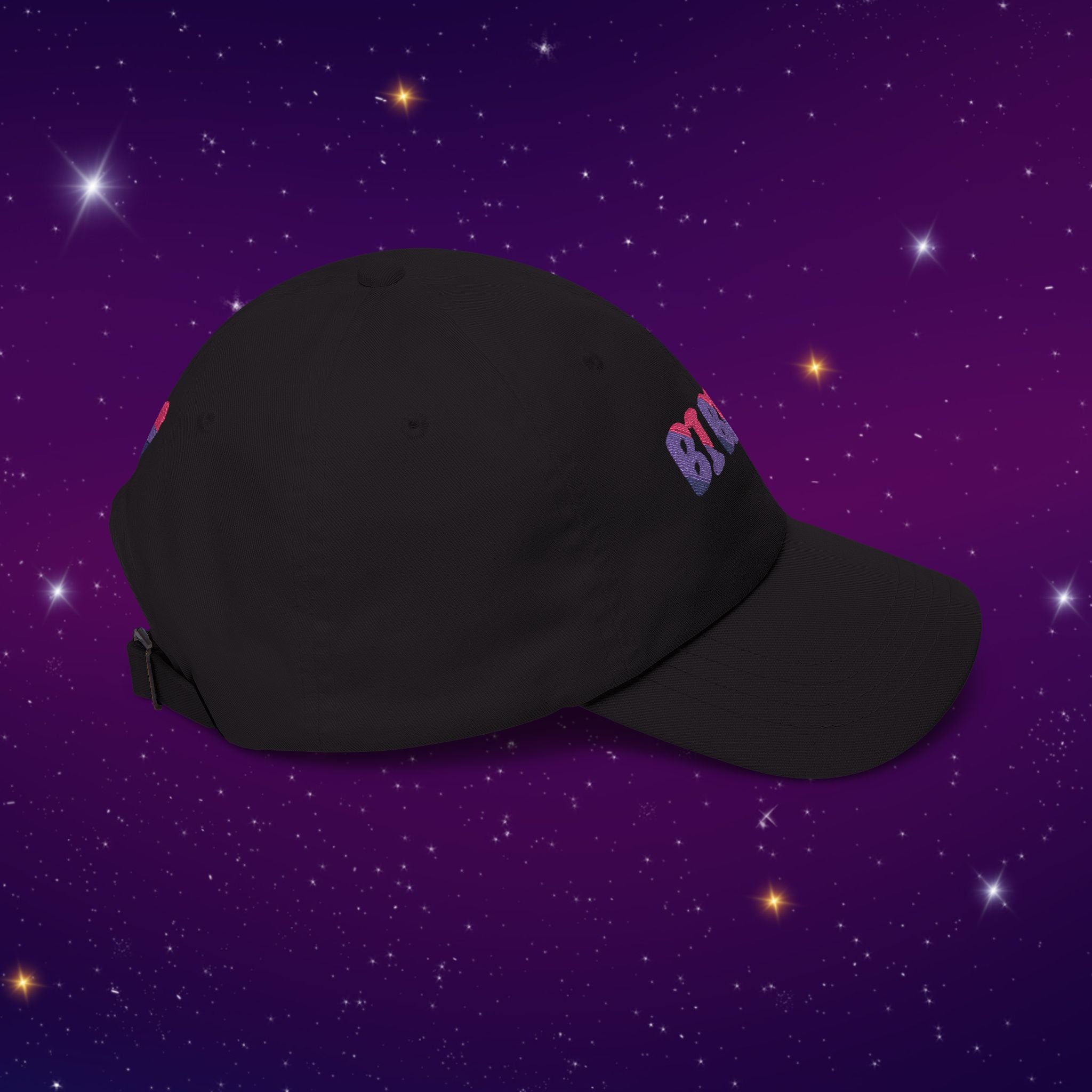 Bi Bi Bi - Punny Bisexual Pride Baseball Hat with Heart Embroidery