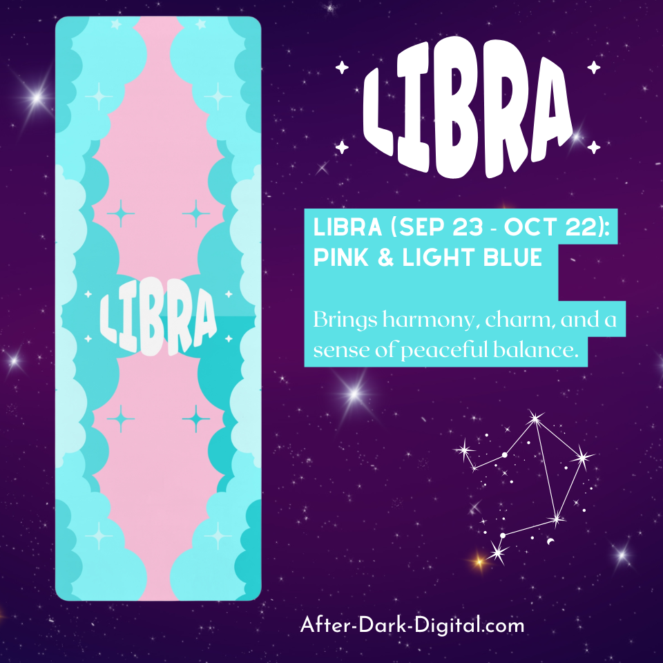 PINK & LIGHTS BLUE - Libra Zodiac Rubber Non-Slip Yoga Mat