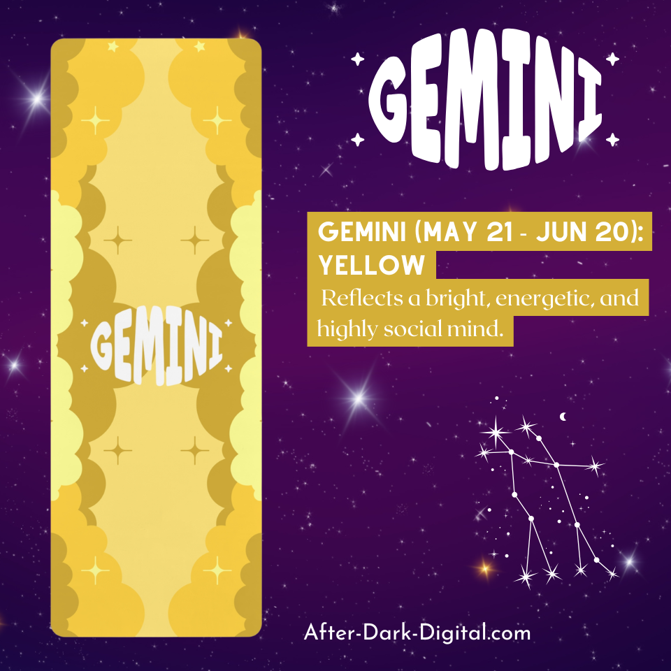 YELLOW - Gemini Zodiac Rubber Non-Slip Yoga Mat