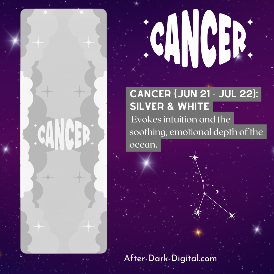 SILVER & WHITE - Cancer Zodiac Rubber Non-Slip Yoga Mat