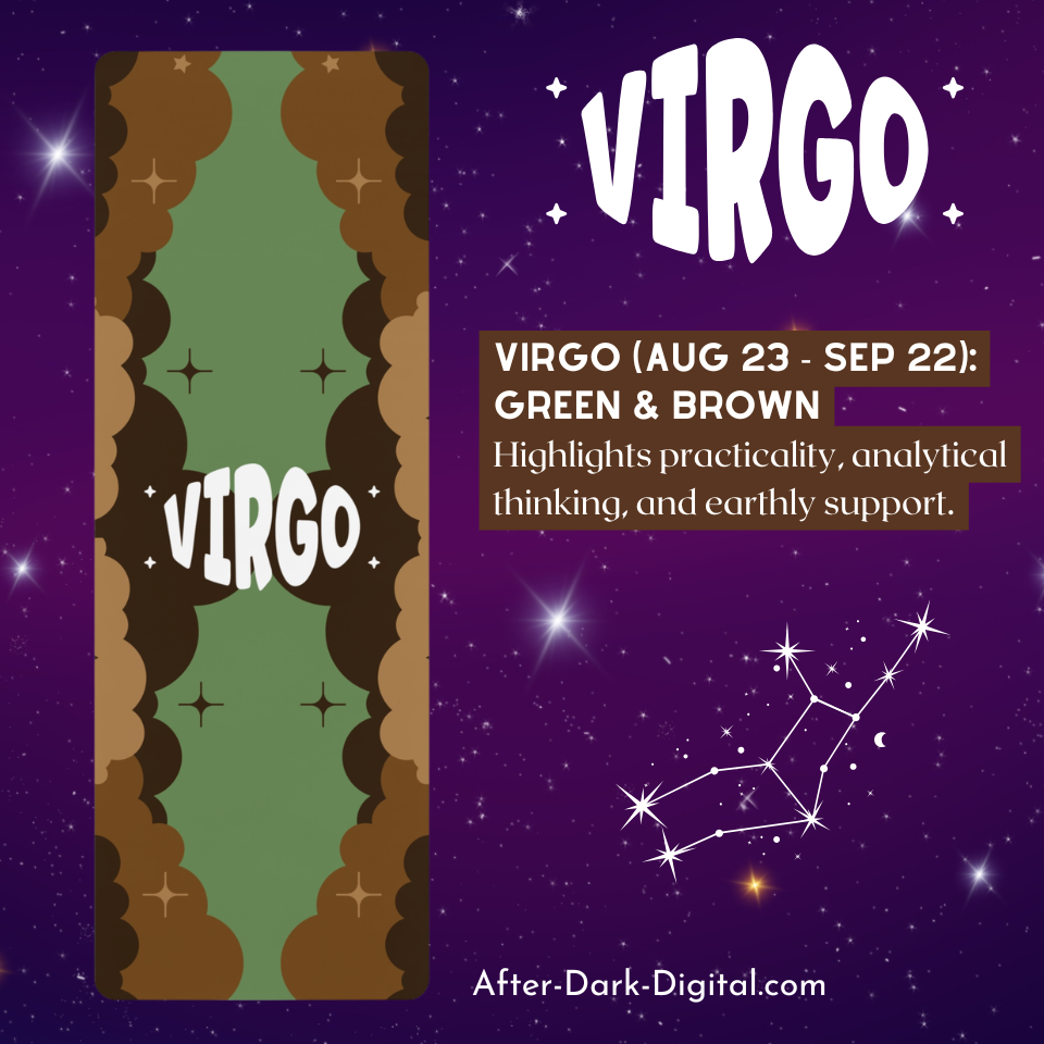 GREEN & BROWN - Virgo Zodiac Rubber Non-Slip Yoga Mat
