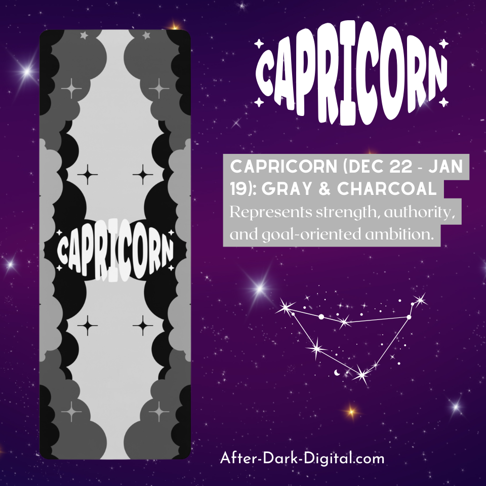 GRAY & CHARCOAL - Capricorn Zodiac Rubber Non-Slip Yoga Mat