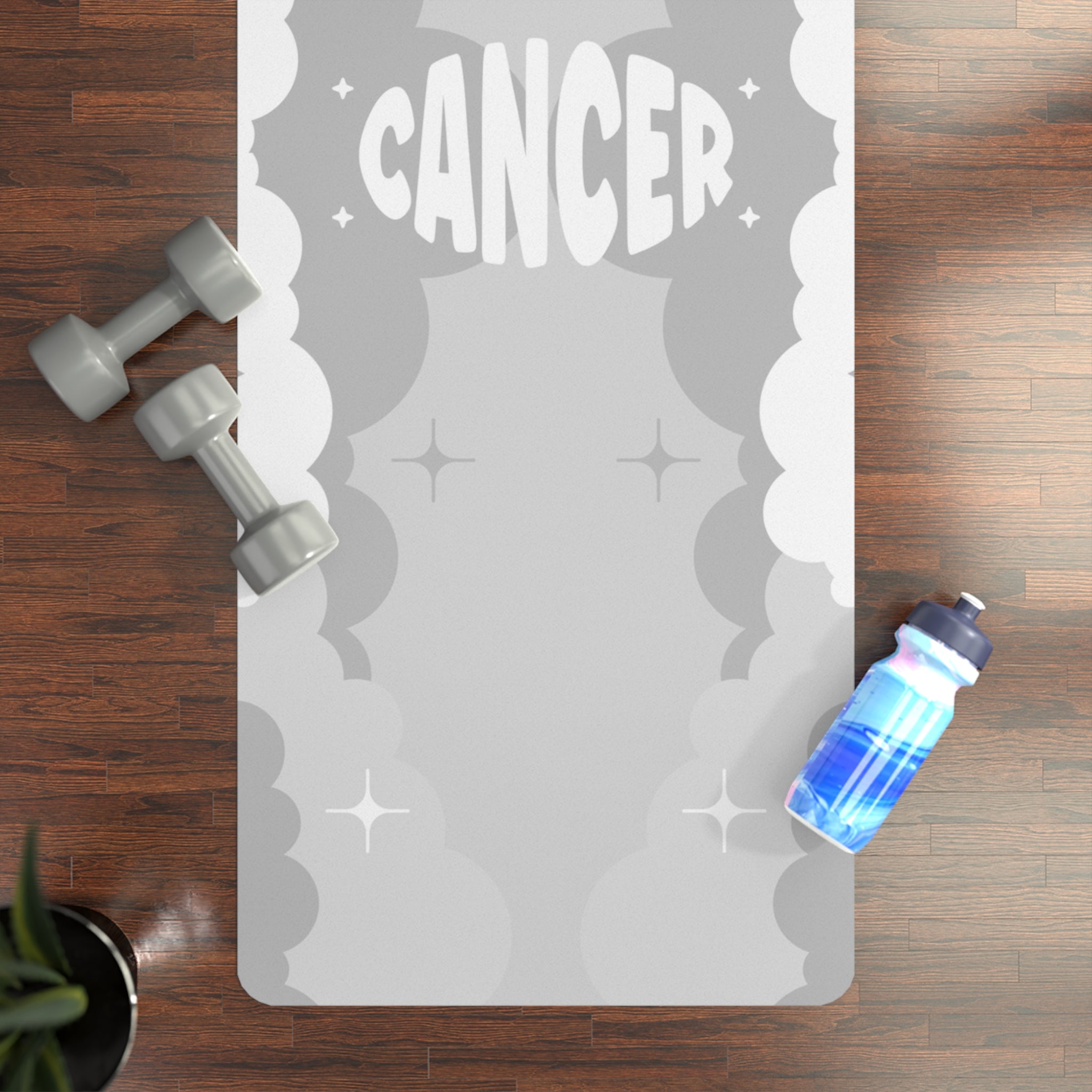 SILVER & WHITE - Cancer Zodiac Rubber Non-Slip Yoga Mat