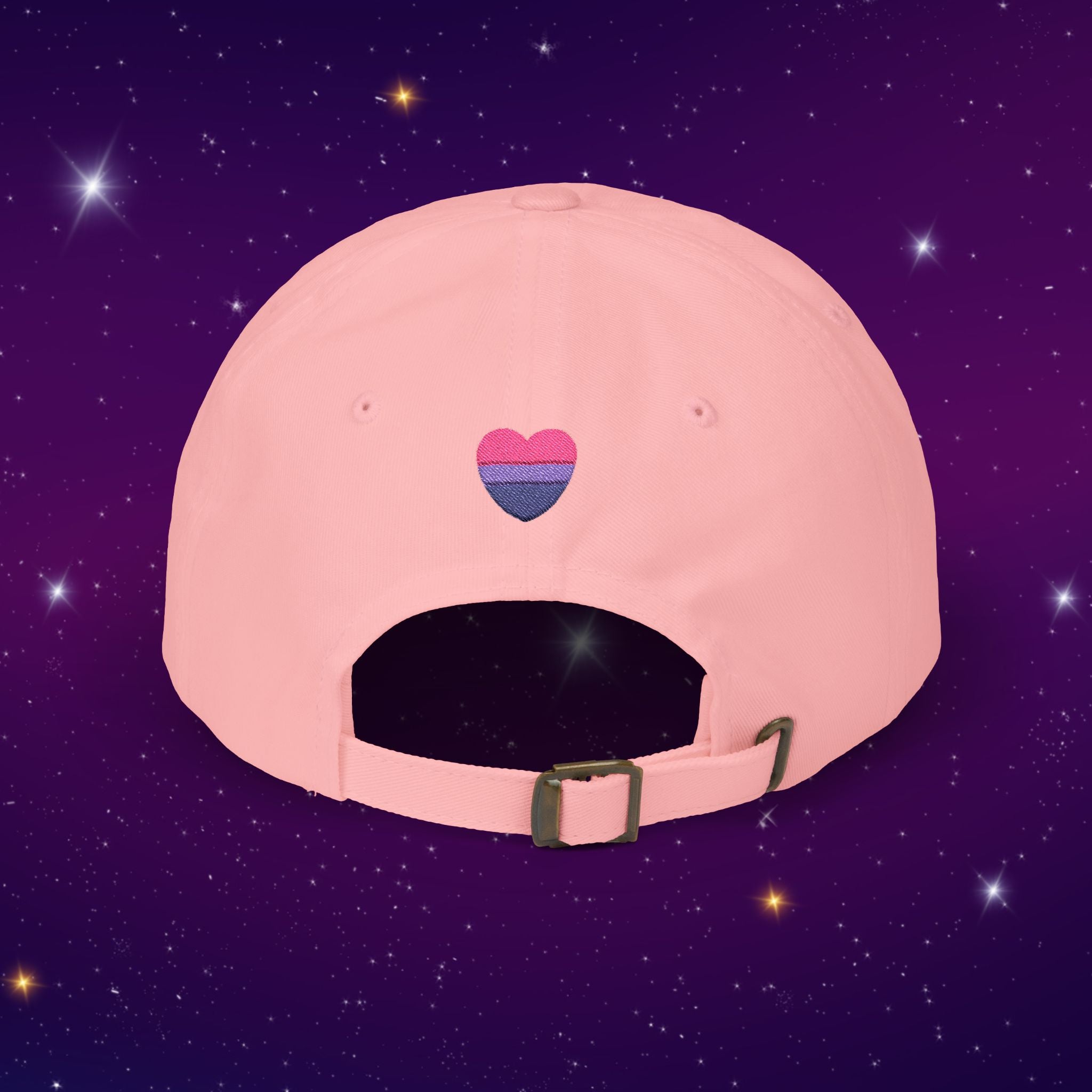 Bi Bi Bi - Punny Bisexual Pride Baseball Hat with Heart Embroidery