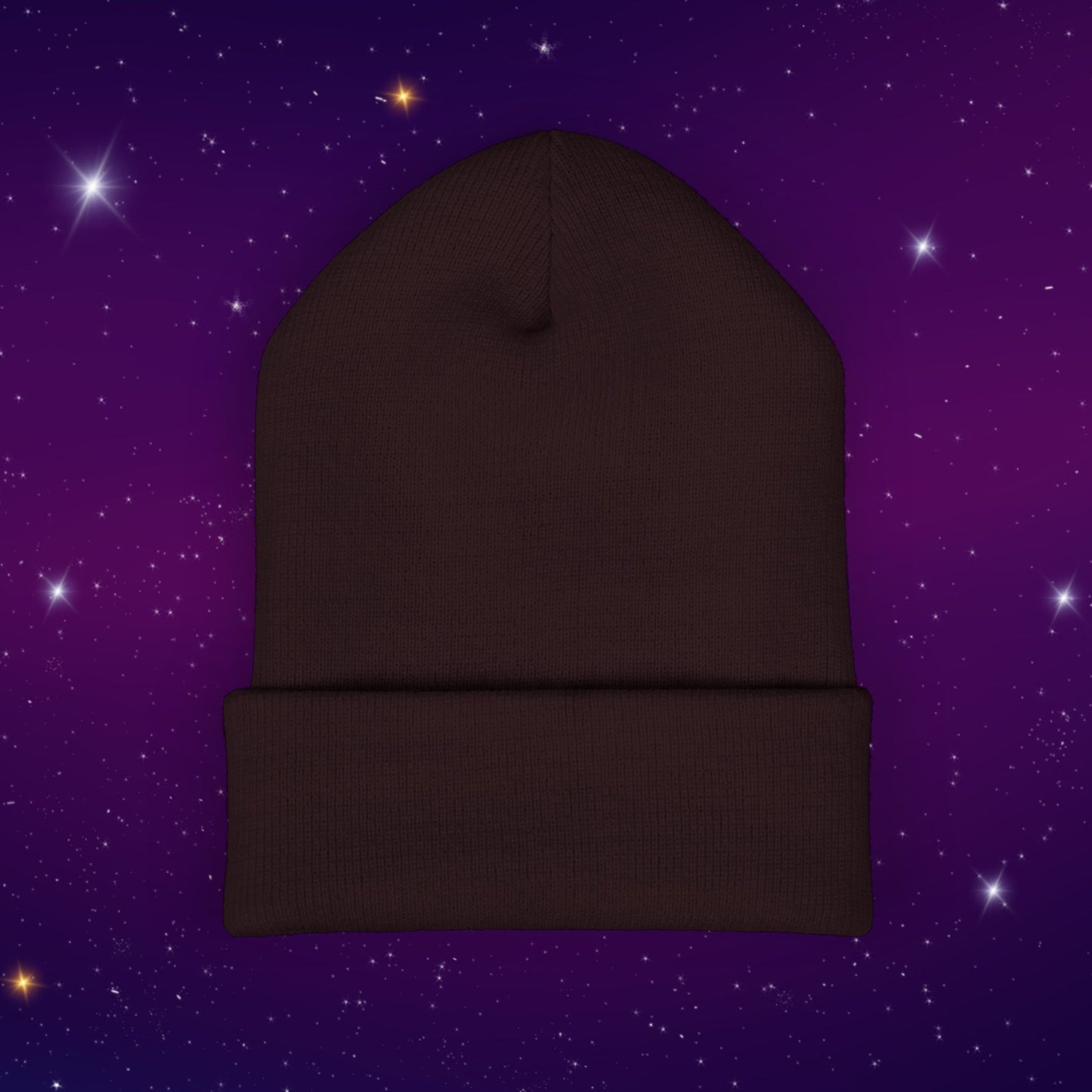 After Dark Logo Knit Cuffed Beanie - Embroidered Crescent Moon & Stars