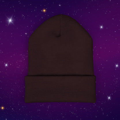 After Dark Logo Knit Cuffed Beanie - Embroidered Crescent Moon & Stars