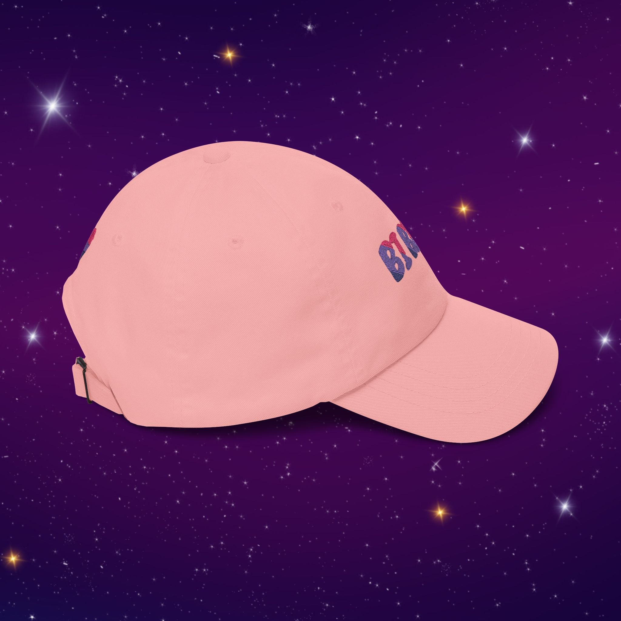 Bi Bi Bi - Punny Bisexual Pride Baseball Hat with Heart Embroidery